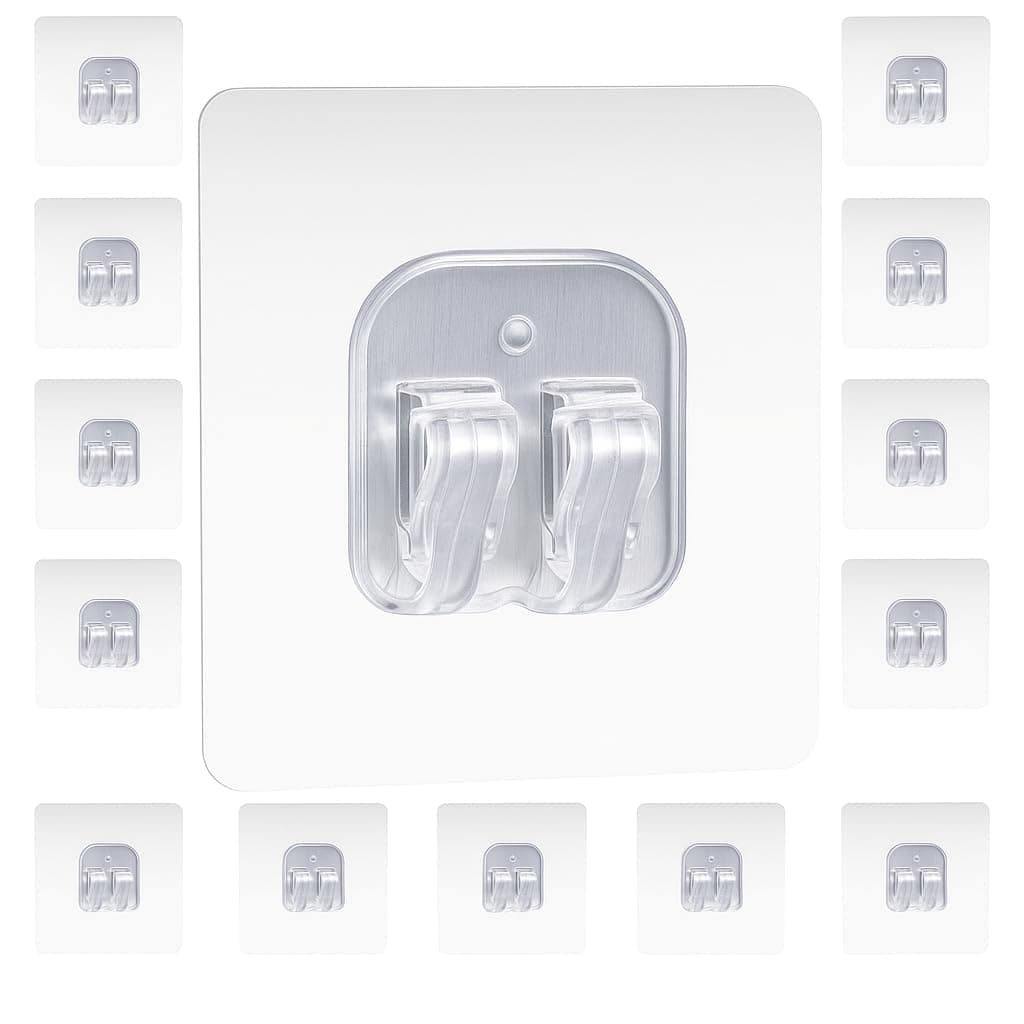 Transparent Self Adhesive Wall Hooks (Pack of 10) | Heavy Duty Waterproof Sticky Hooks, Strong No Drill Clear Wall Hooks for Bathroom, Kitchen, Door, Bedroom, Office & Home Organization - Image 1