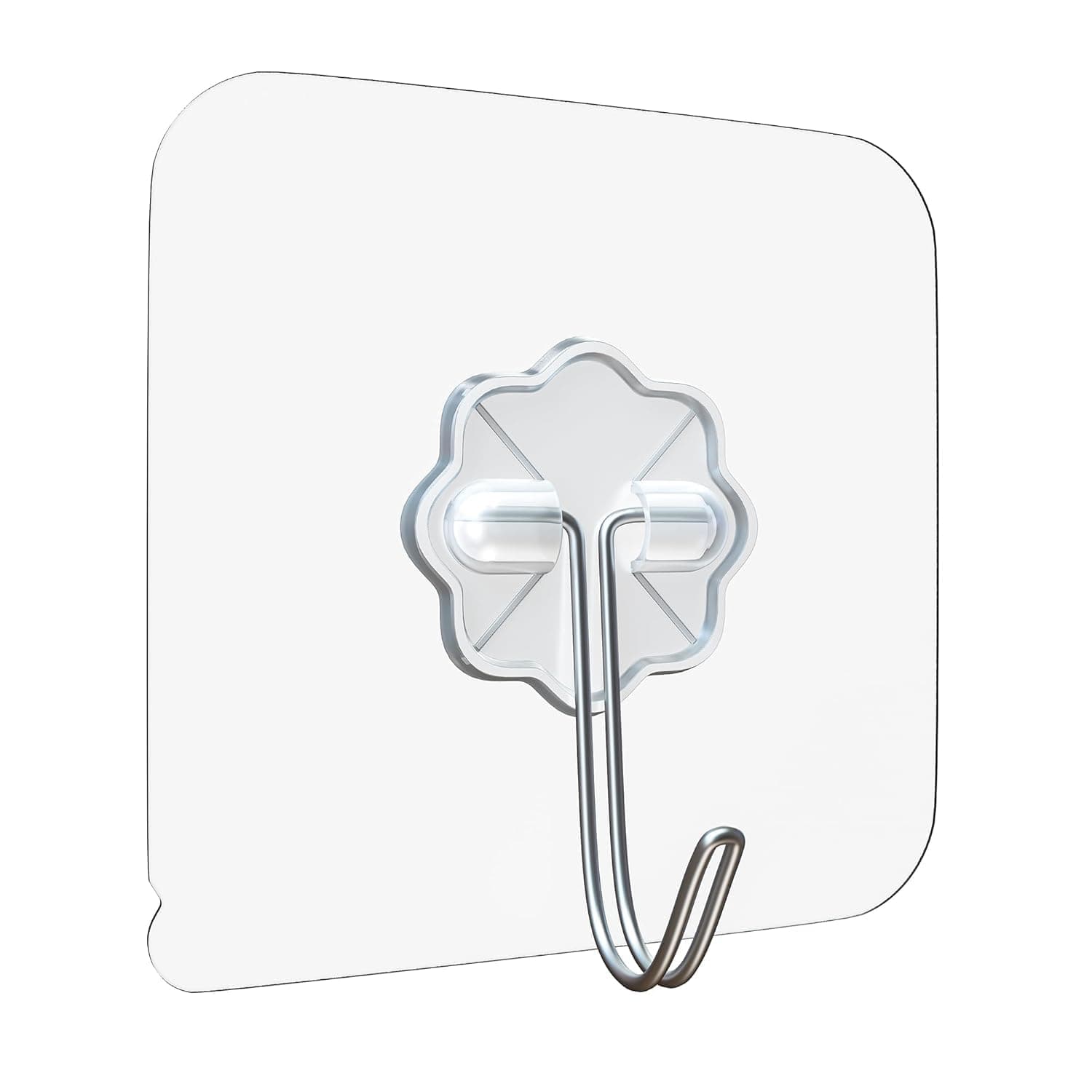 Self Adhesive Wall Hooks Heavy Duty Transparent Sticky Hooks for Wall, Waterproof Nail-Free Hooks for Hanging, Strong Adhesive Wall Hangers for Kitchen, Bathroom, Bedroom & Office (Flower Design, Pack of 10) - Image 3