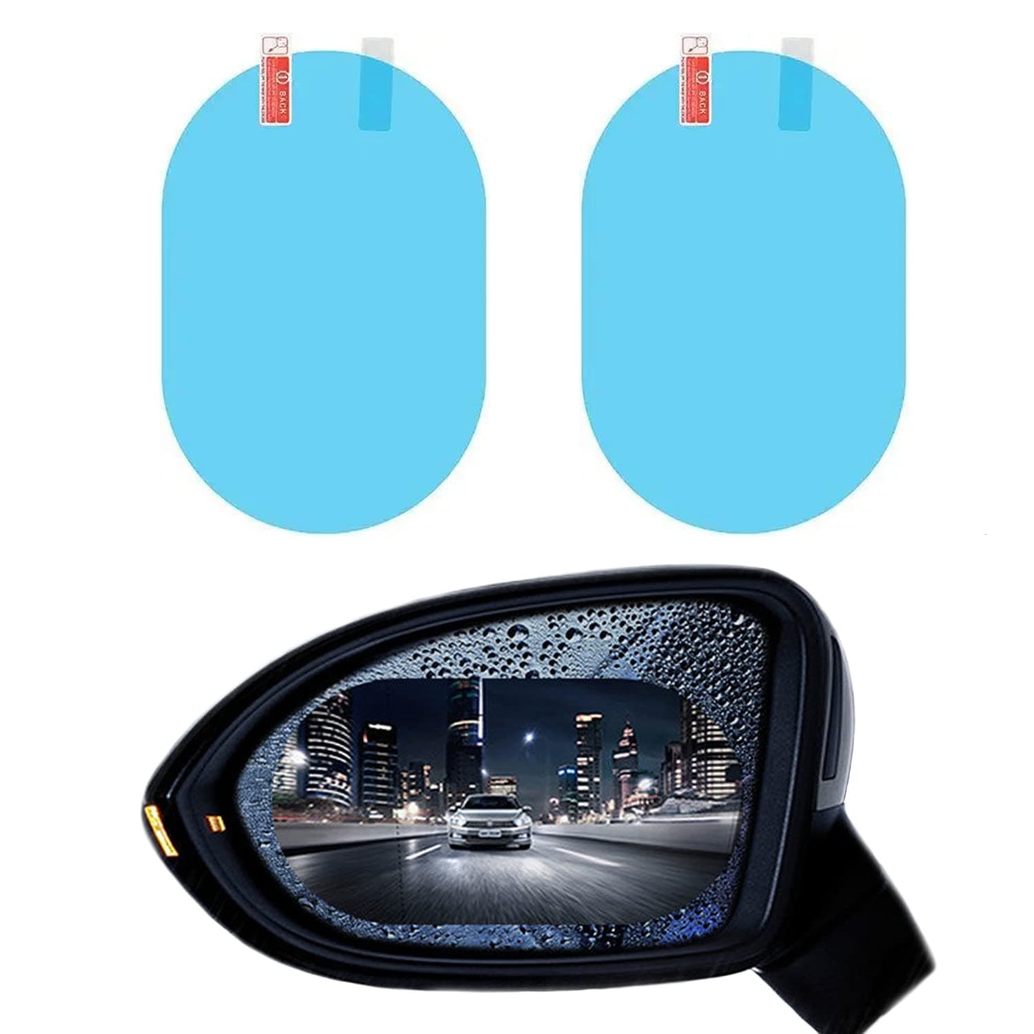 Car Rearview Mirror Rainproof Film (Pack of 2) – Anti-Fog & Water-Repellent Protective Stickers for Side Mirrors, Clear HD Protective Film for Cars, SUVs & Motorcycles - Image 1