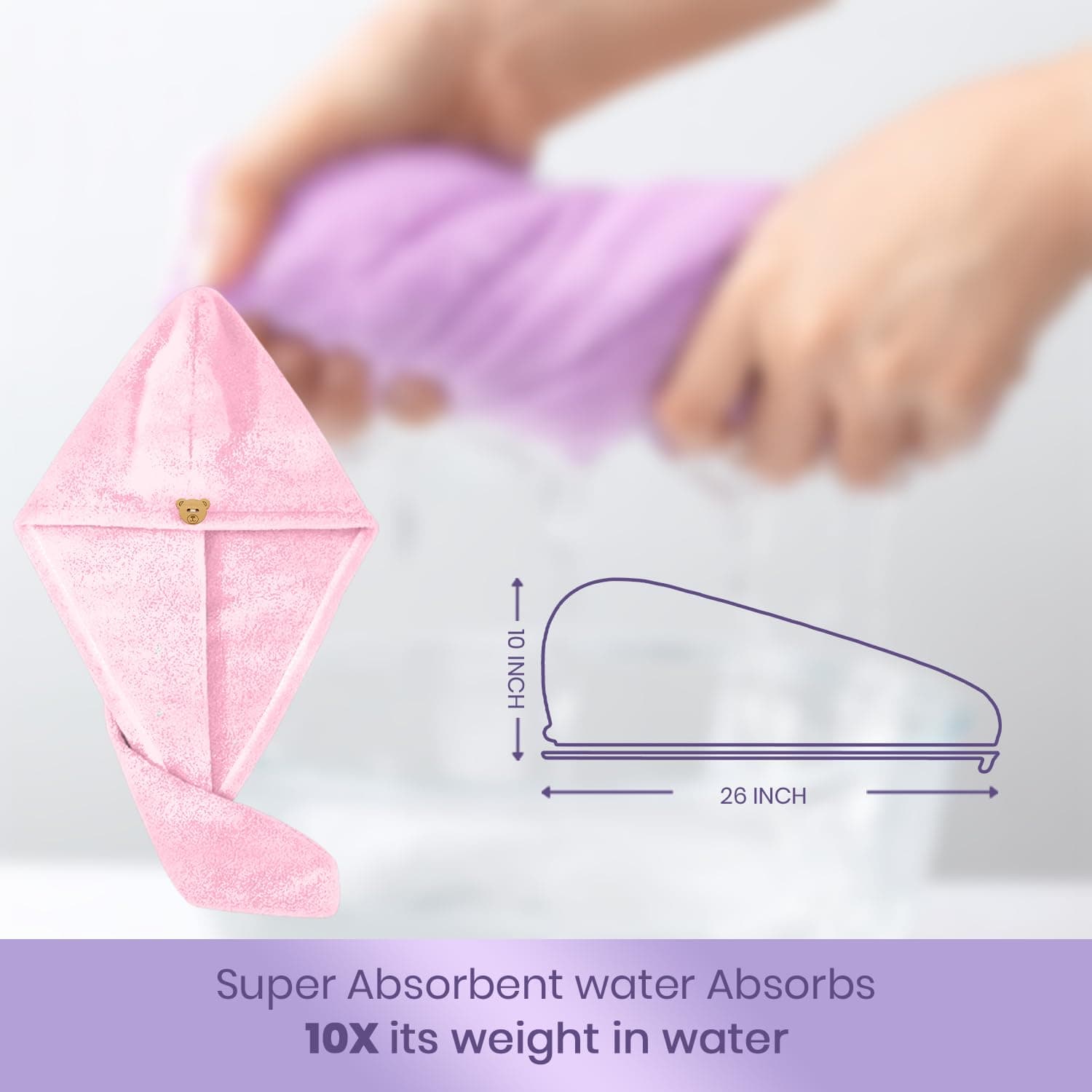 Microfiber Hair Towel Wrap for Women | Quick Dry Super Absorbent Hair Drying Turban with Elastic Loop, Soft Lightweight Anti-Frizz Head Towel for Long, Curly & Thick Hair, Fast Dry Hair Wrap (Pack of 1, Assorted) - Image 2