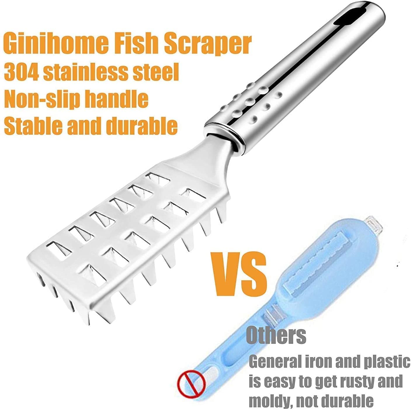 Fish Scale Remover Stainless Steel Sawtooth Fish Scaler | Manual Fish Scale Scraper with Ergonomic Handle, Kitchen Seafood Cleaning Tool for Home & Professional Use - Image 7