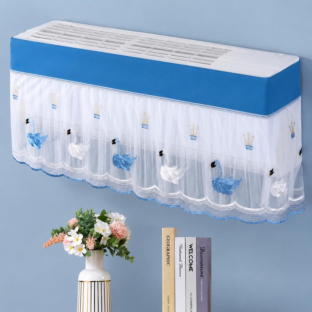 Premium Split AC Cover for 1 Ton & 1.5 Ton Air Conditioner | Washable Indoor Dust Protection Cover, Designer Fabric AC Cover for Home & Office, Fits Up to 100 × 30 × 20 cm (Random Design) - Image 3