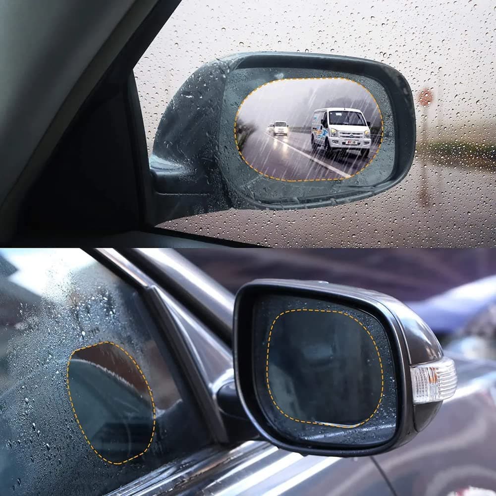 Car Rearview Mirror Rainproof Film (Pack of 2) – Anti-Fog & Water-Repellent Protective Stickers for Side Mirrors, Clear HD Protective Film for Cars, SUVs & Motorcycles - Image 2