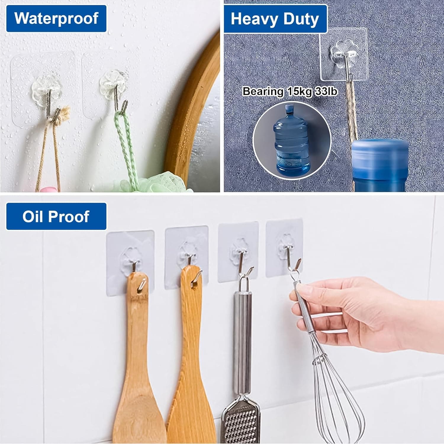 Self Adhesive Wall Hooks Heavy Duty Transparent Sticky Hooks for Wall, Waterproof Nail-Free Hooks for Hanging, Strong Adhesive Wall Hangers for Kitchen, Bathroom, Bedroom & Office (Flower Design, Pack of 10) - Image 5
