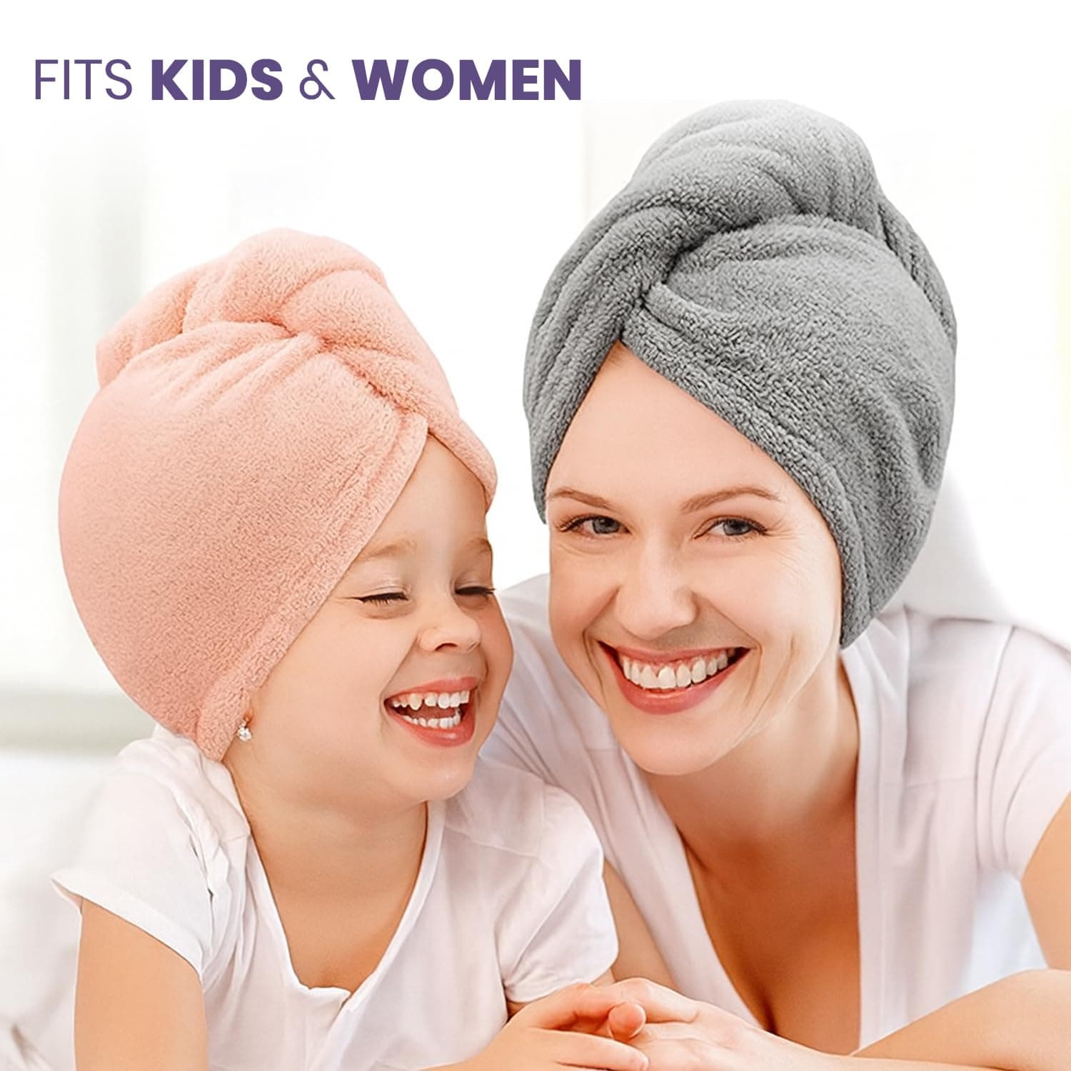 Microfiber Hair Towel Wrap for Women | Quick Dry Super Absorbent Hair Drying Turban with Elastic Loop, Soft Lightweight Anti-Frizz Head Towel for Long, Curly & Thick Hair, Fast Dry Hair Wrap (Pack of 1, Assorted) - Image 7