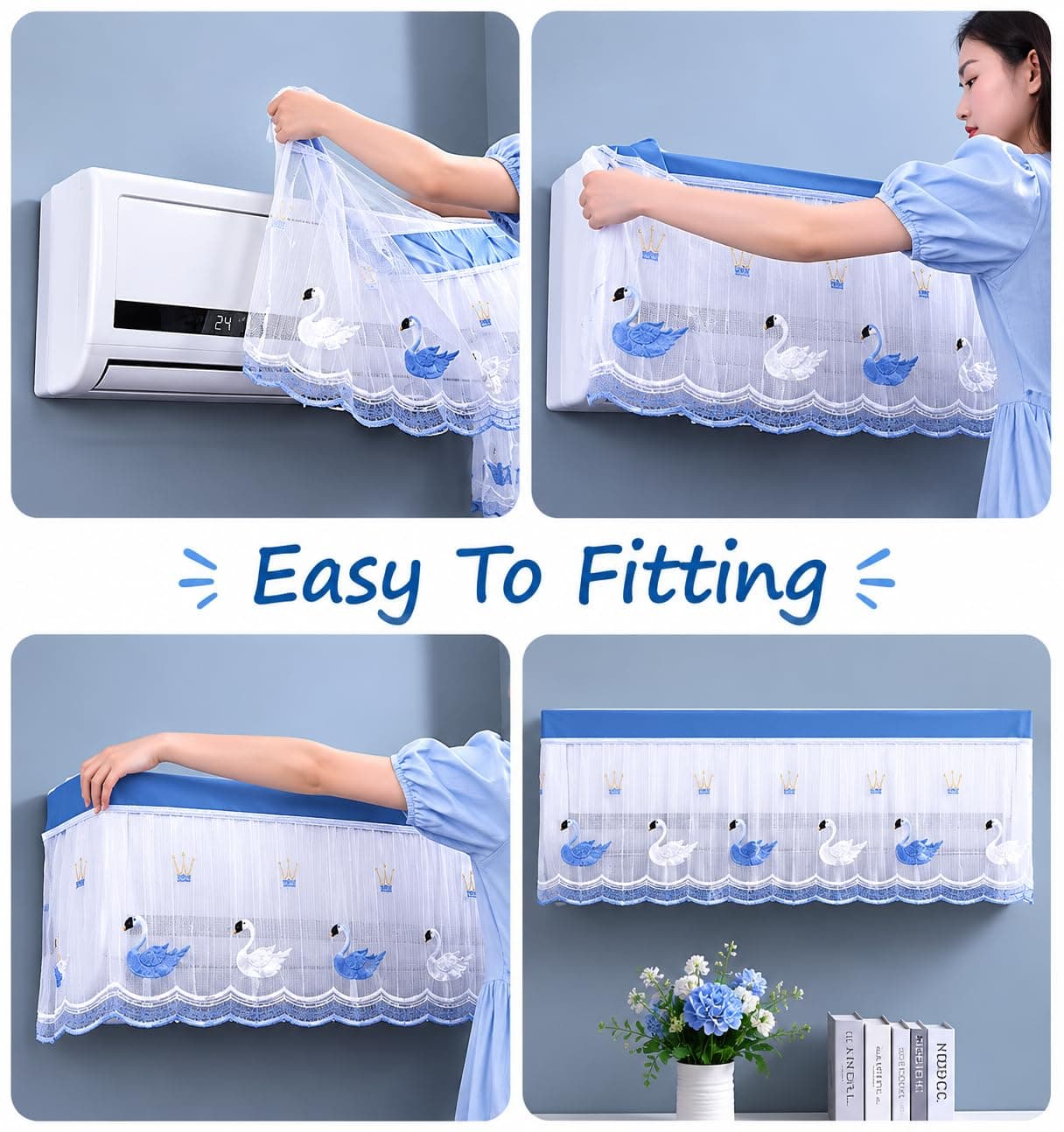 Premium Split AC Cover for 1 Ton & 1.5 Ton Air Conditioner | Washable Indoor Dust Protection Cover, Designer Fabric AC Cover for Home & Office, Fits Up to 100 × 30 × 20 cm (Random Design) - Image 6
