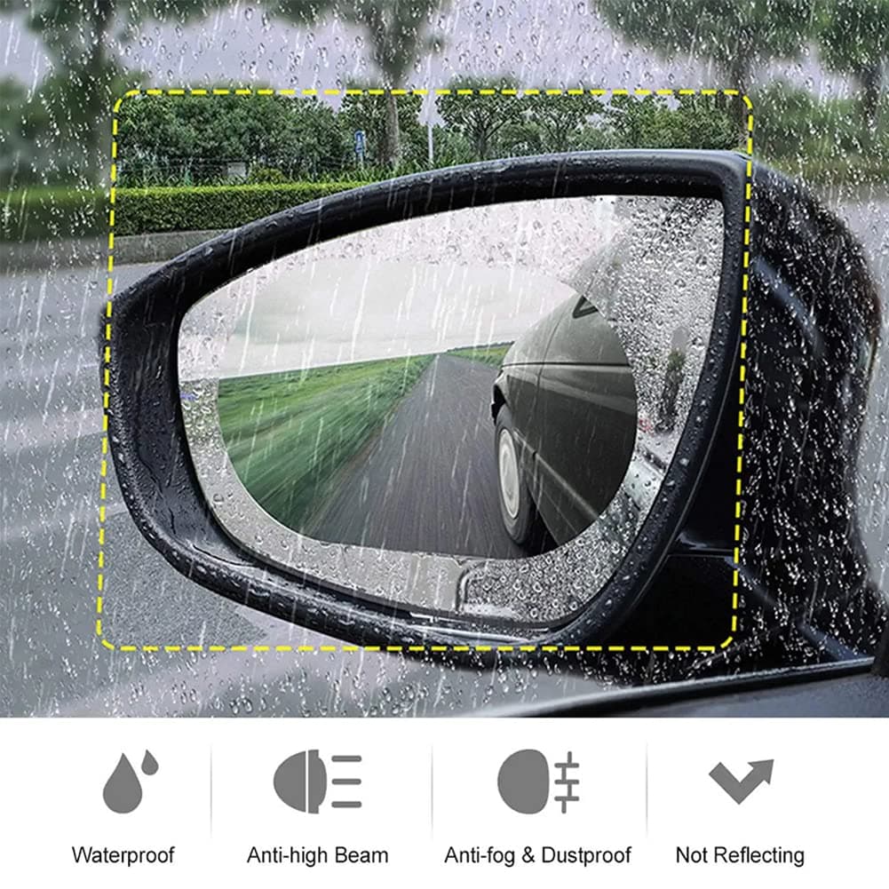Car Rearview Mirror Rainproof Film (Pack of 2) – Anti-Fog & Water-Repellent Protective Stickers for Side Mirrors, Clear HD Protective Film for Cars, SUVs & Motorcycles - Image 4