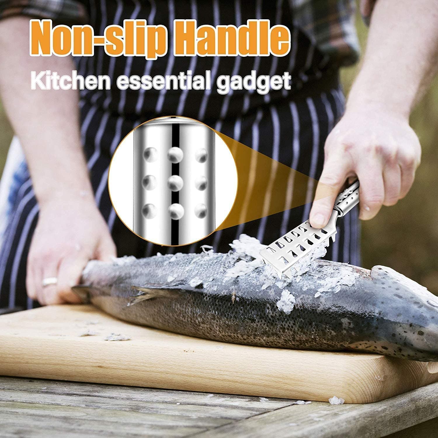Fish Scale Remover Stainless Steel Sawtooth Fish Scaler | Manual Fish Scale Scraper with Ergonomic Handle, Kitchen Seafood Cleaning Tool for Home & Professional Use - Image 3