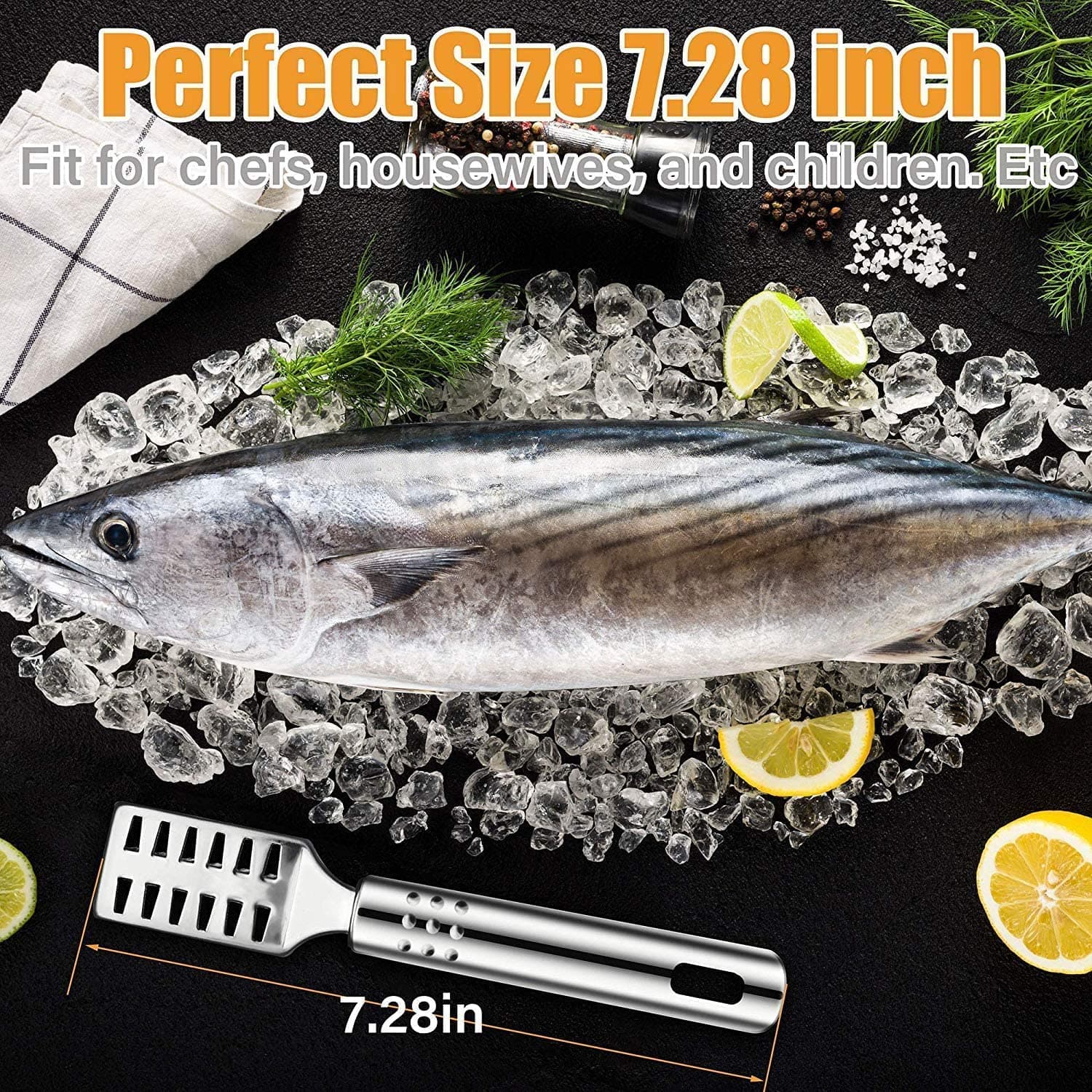 Fish Scale Remover Stainless Steel Sawtooth Fish Scaler | Manual Fish Scale Scraper with Ergonomic Handle, Kitchen Seafood Cleaning Tool for Home & Professional Use - Image 5